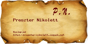 Preszter Nikolett névjegykártya
